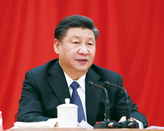 中國(guó)共產(chǎn)黨第十九屆中央委員會(huì)第三次全體會(huì)議，于2018年2月26日至28日在北京舉行。中央委員會(huì)總書記習(xí)近平作重要講話。 新華社記者 鞠鵬/攝