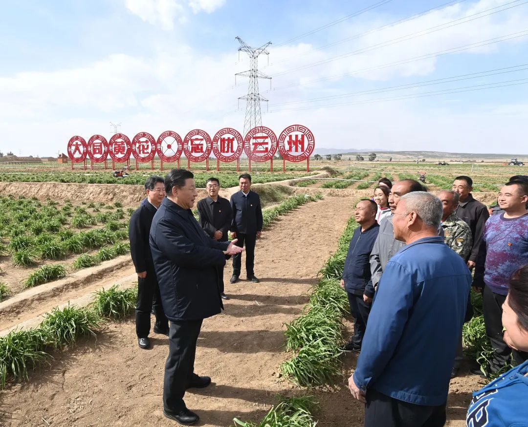 2020年5月11日，習(xí)近平考察山西大同市云州區(qū)有機(jī)黃花標(biāo)準(zhǔn)化種植基地。新華社記者 李學(xué)仁 攝